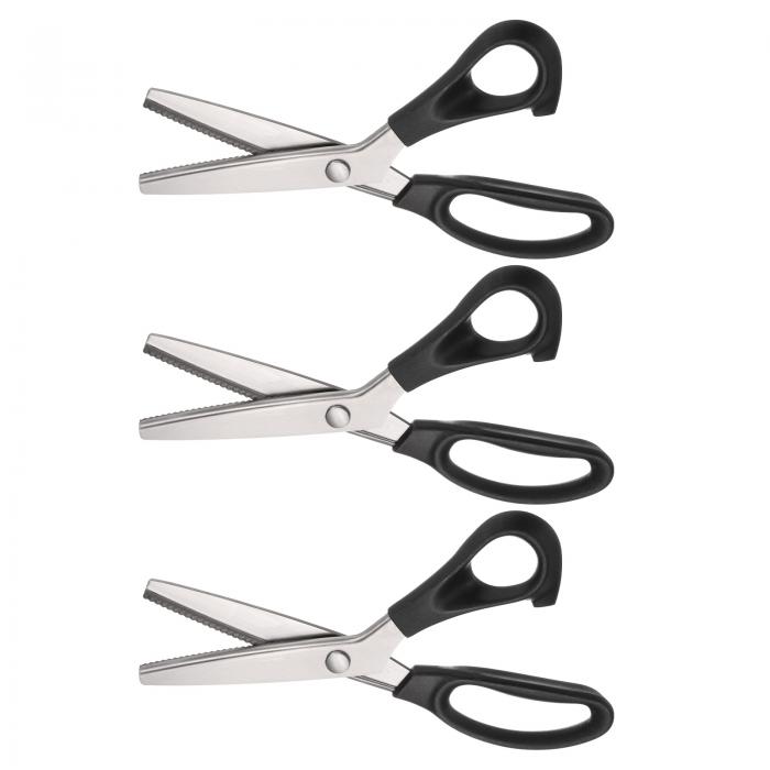3個セット 裁縫用ハサミ ギザギザ テーラーハサミ ステンレス製 刺繍 裁縫 手芸 クラフト 日常使用 アート作品 DIYツール 黒のサムネイル