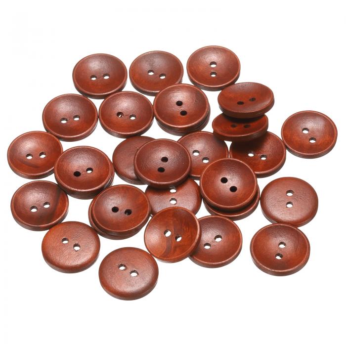 30個36L木製ボタン7/8インチ(23 mm) 2穴 木製丸型クラフト交換ボタン 衣類DIYクラフト装飾用 キャラメル