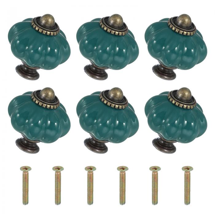 6パックのセラミックノブ パンプキンセラミックキャビネットドロアノブレトロ装飾ドレッサープルハンド..