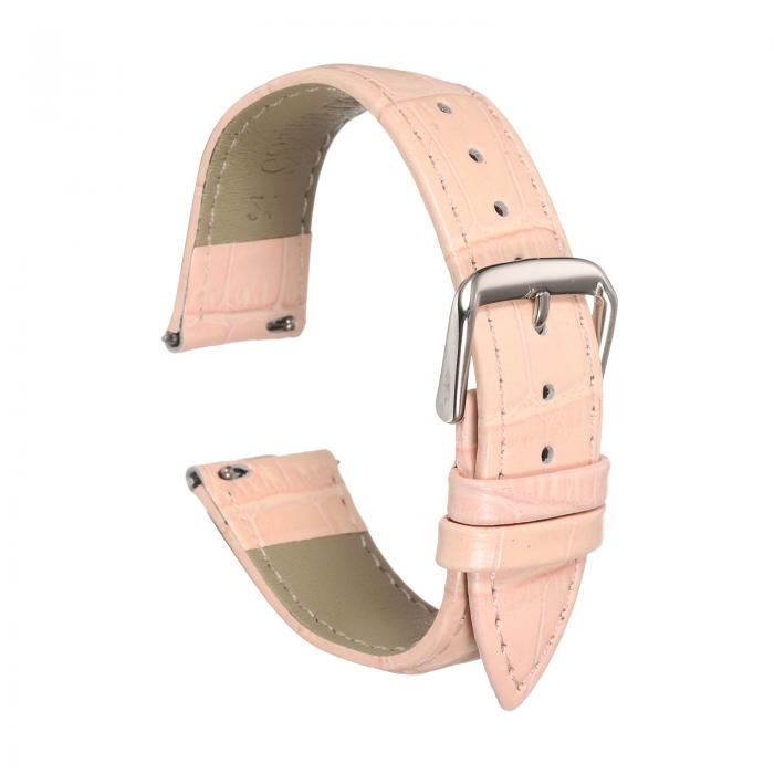 クイックリリース本物 レザーウォッチバンド21mmエンボス加工レザーウォッチストラップ交換用メンズレディースピンク