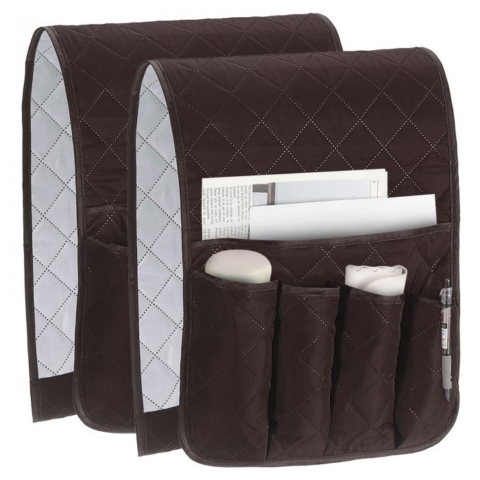 2個 リクライニングアームチェアキャディ ベッドサイドソファ用 5つ ポケット付き ソファアームレスト..