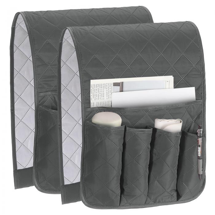 2個 リクライニングアームチェアキャディ ベッドサイドソファ用 5つ ポケット付き ソファアームレスト..