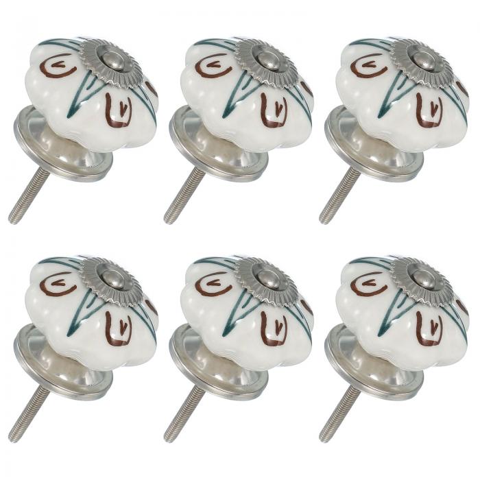 6パックのセラミックノブ パンプキンセラミックキャビネットドロアノブレトロ装飾ドレッサープルハンド..