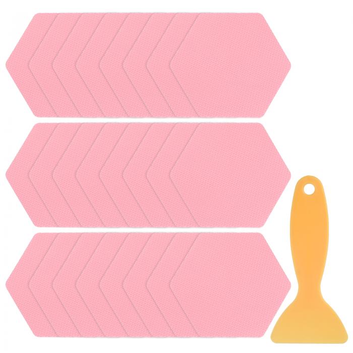 24個 滑り止めバスタブステッカーセット3.15"六角形シャワーフロアステッカーPEVA防滑粘着アップリケ付..