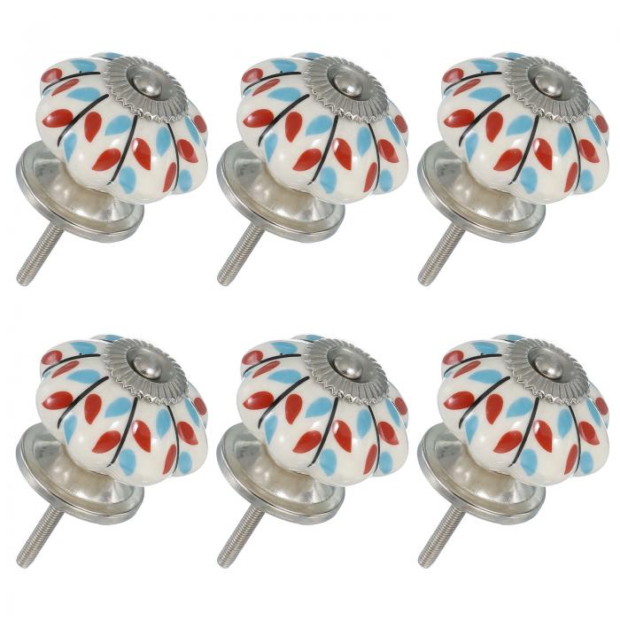 6パックのセラミックノブ パンプキンセラミックキャビネットドロアノブ レトロな装飾用ドレッサープル..