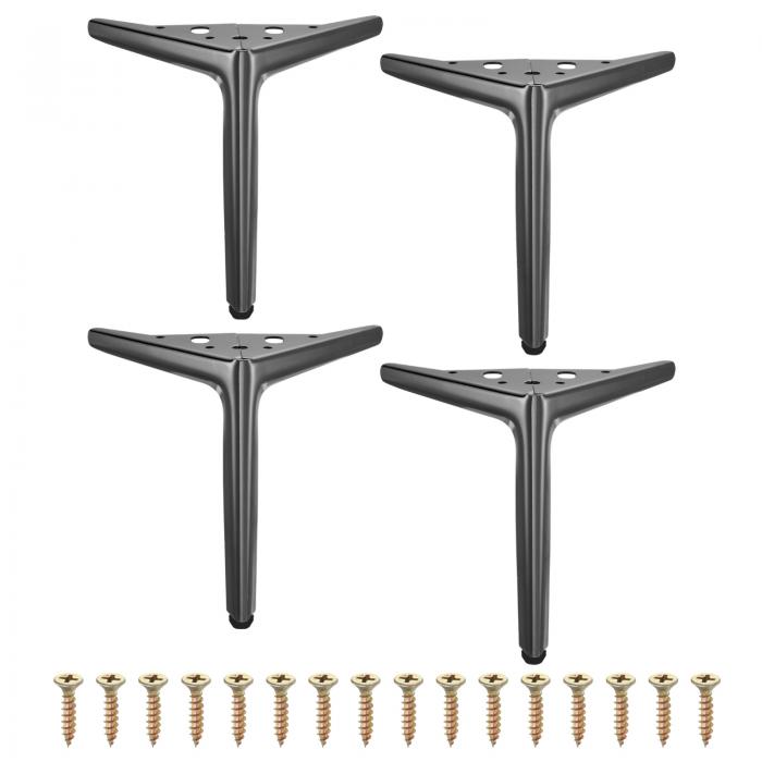 4本セット 金属製家具脚 7インチ 三角形 重役家具脚DIY交換ドレッサー脚ベッド テーブル キャビネット ソファチェア用（黒）