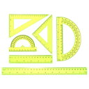 6個セット 三角定規 15/30cm プラスチック製 メートル法 インチ ジオメトリックプロトラクター 三角形 エンジニアリングスケール 製図定規キット オフィ...