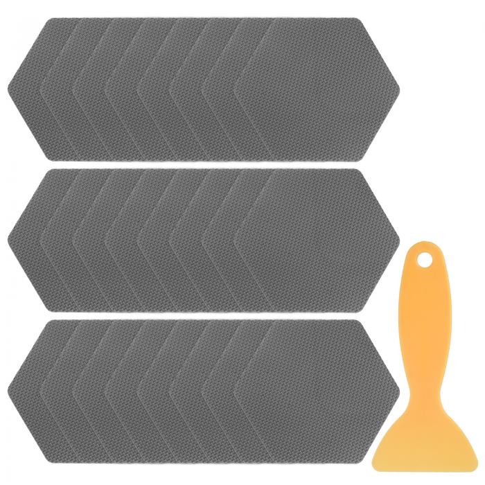 24個 滑り止めバスタブステッカーセット3.15"六角形シャワーフロアステッカーPEVA防滑粘着アップリケ付..