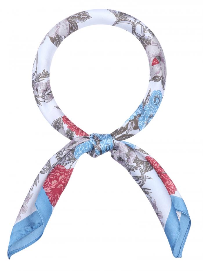 Elerevyo レディースフローラルプリントサテンスクエアスカーフ、フラワーシルクヘアバンドヘッドスカ..