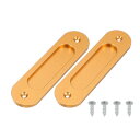 2個の楕円形埋め込みスライディングドア6"フィンガーフラッシュプル ハンドルステンレススチール埋め込みポケットドアプル ホーム浴室納屋クローゼット窓用のネジ付き 金トーン
