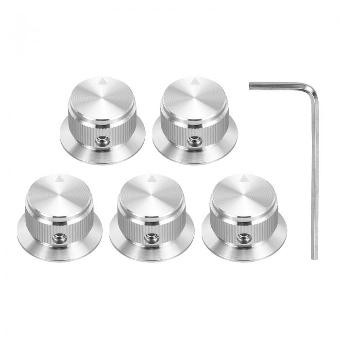 5個のアルミポテンショメーターノブ1/4"ボリュームトーンコントロールトップハットノブ ギター楽器オー..