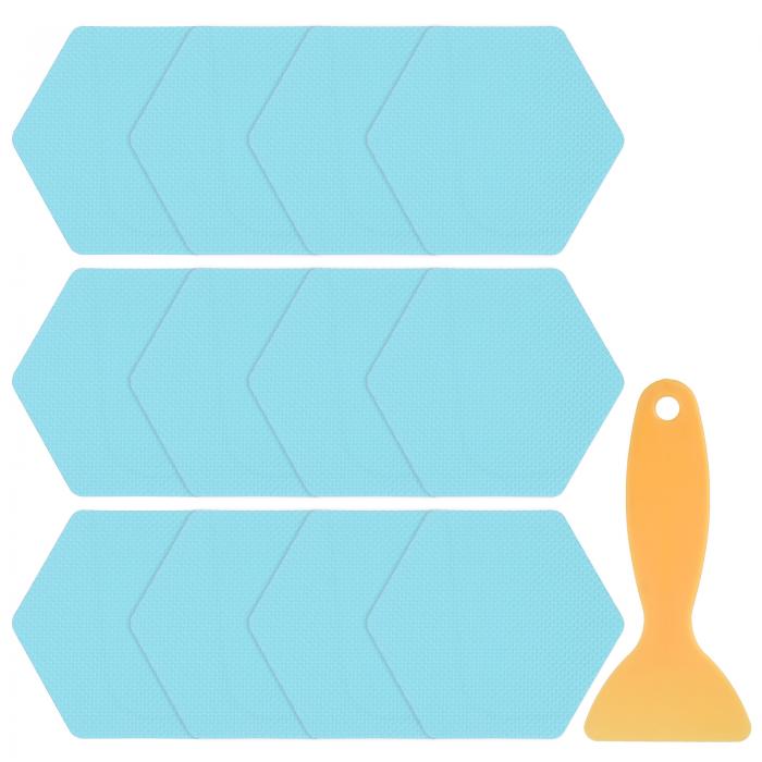 12個 滑り止めバスタブステッカーセット3.15"六角形シャワーフロアステッカーPEVA防滑粘着アップリケ付..