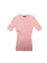 Allegra K レディース 半袖セーター クルーネック ドレッシー カジュアル ワーク プルオーバーシャツ 秋冬コーデ ピンク S