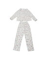 cheibear レディース コットンパジャマセット 長袖 ラウンドネック ボタンダウン 花柄 2ピース ラウンジウェア ポケット付き ホワイトフローラル S