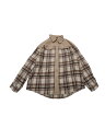 Allegra K レディース コーデュロイジャケット フランネルシャケット チェック柄 ボタンダウンシャツ カジュアルジャケット アプリコット XS