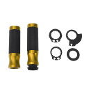 BULLSPANN 22mm 24mm オートバイハンドグリップカバーキット アルミニウム合金ラバーハンドルバーエンドグリップ ブロンズ色 1セット ダイヤモン...