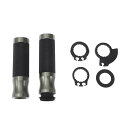BULLSPANN 22mm 24mm オートバイハンドグリップカバーキット アルミニウム合金ラバーハンドルバーエンドグリップ チタン調 1セット ダイヤモンド...