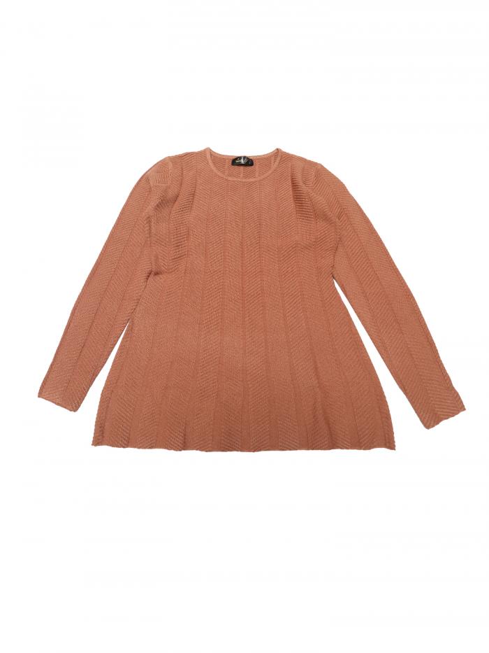 Seta T レディース 長袖セーター クルーネック ストレッチニット トップス 秋冬 カジュアルシャツ ブラウス ブラウン M