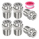 M METERXITY 表面洗浄チップ 6個パック - 25度 1/4" NPT オス 高圧洗浄機ノズル クリーナーノズル交換用 ステンレススチール シーリングテープ付き ウォーターガンに適用 (1.07mmオリフィス)