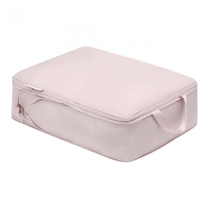 CAPASTEC 【ファスナーだけで圧縮】旅行用圧縮袋 トラベルポーチ 軽量ファスナー付き スペース3倍活用節約 防臭・防水仕様 類仕分け 圧縮袋 旅行 出張 衣類 整理便利グッズ パッキングポーチ 4サイズ4色 1枚 Mサイズ ピンク