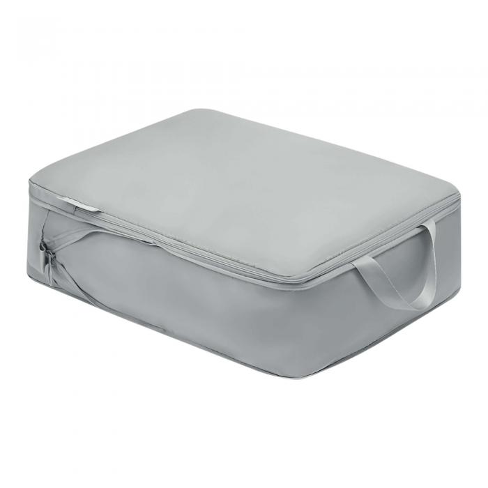 CAPASTEC 【ファスナーだけで圧縮】旅行用圧縮袋 トラベルポーチ 軽量ファスナー付き スペース3倍活用節約 防臭・防水仕様 類仕分け 圧縮袋 旅行 出張 衣類 整理便利グッズ パッキングポーチ 4サイズ4色 1枚 Mサイズ グレー