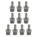 Hihaha プラスチックホースバーブフィッティング0.4" 1/2"G メススレッド ストレートパイプコネクター グレー 10個