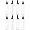 PATIKIL 230 ml/8オンスプラスチック製絞るボトル 黒いトップキャップ付き 8 個グラデーション付きラウンドディスペンシングボトル 液体 クラフト オイル 調味料用空ボトル