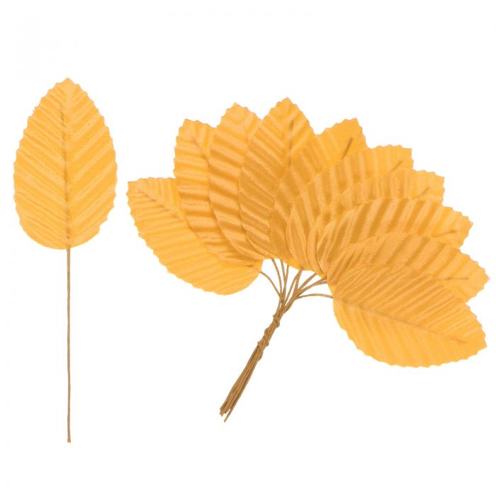 M METERXITY 人工シルクリーフ 20枚パック フェイクワイヤーシングルリーフ 茎付きフェイクフラワーリーフ DIYブーケ/リース/結婚式/ガーランド/パーティーデコレーション フェイクローズクラフトリーフ [オレンジ]