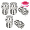 M METERXITY 表面洗浄チップ 5個パック - 0度 1/4" NPT オス 高圧洗浄機ノズル クリーナーノズル交換用 ステンレススチール シーリングテープ付き ウォーターガンに適用 (1.236mmオリフィス)