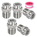 M METERXITY 表面洗浄チップ 5個パック - 0度 1/4" NPT オス 高圧洗浄機ノズル クリーナーノズル交換用 ステンレススチール シーリングテープ付き ウォーターガンに適用 (1.514mmオリフィス)
