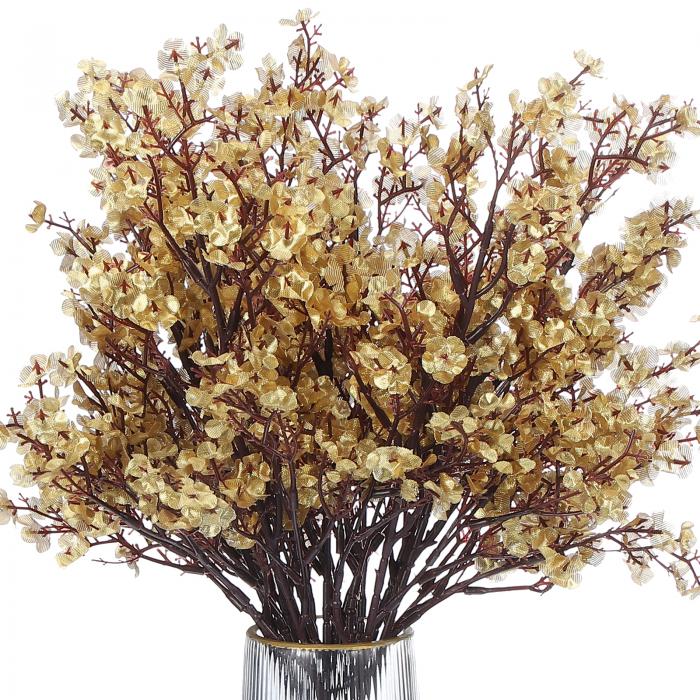 PATIKIL 人工の花、9個のヨーロッパの偽の花DIYブーケ偽の花、家庭用ガーデンキッチンデコレーションウェディングパーティーデコレーションゴー ルド