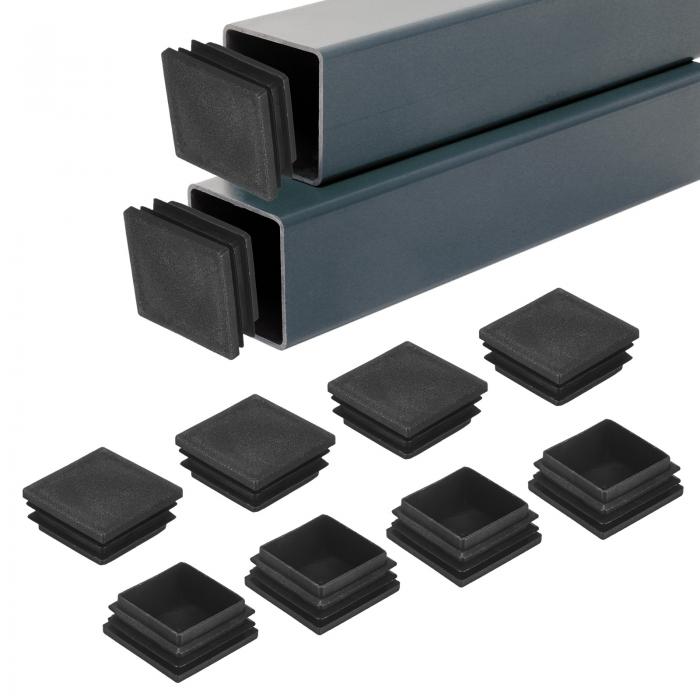 M METERXITY 50個入り 角チューブエンドキャップ 1.6カラー：/40mm プラスチックチューブプラグ 角金属チューブ/椅子 脚/パイプポスト/家具/フェンス用 バンパーチューブプラグ[黒]