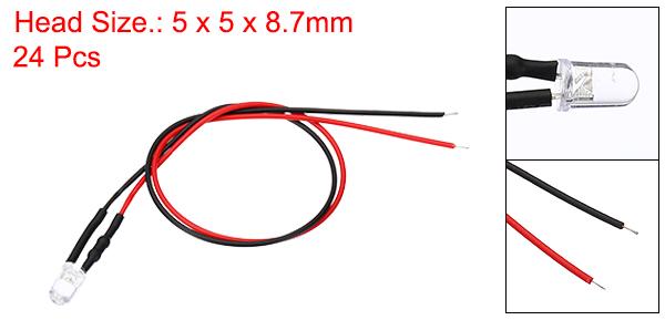 PATIKIL 発光ダイオード 配線付き 5mm LEDダイオードライト 24個 9-12V 砲弾型 小...