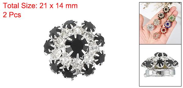 PATIKIL 女性用ボタンカバー 2個セットのラインストーンボタンカバー水晶カフリンクスメンズシャツレディースシャツスリーブドレスタキシードビジネス シルバー黒 [2]