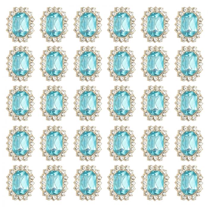PATIKIL 30個のラインストーン装飾品、ハンドクラフト水晶ラインストーンボタン装飾ゴー ルドベースジェムスレイクブルーラインストーン、クラフト衣類宝石作り
