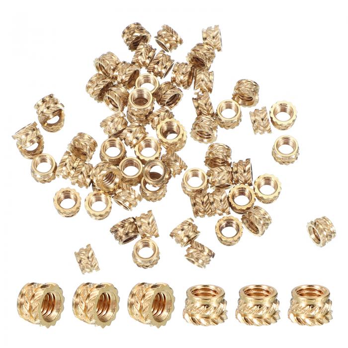 PATIKIL インサートナット M4x4 mm 埋め込みナット ネジ変換アダプター 家具 木工 DIY ジョイント 接合 補修用 真鍮製 70個