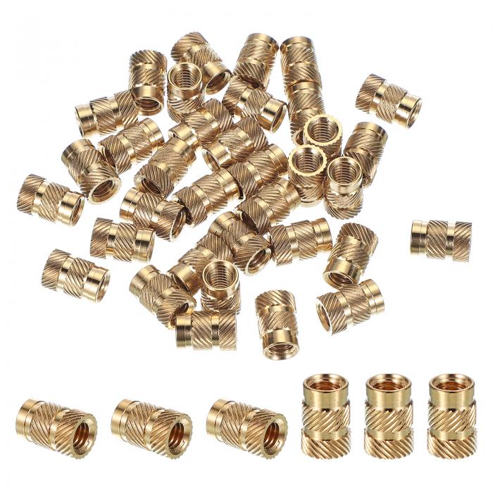 PATIKIL インサートナット M6x12.7 mm 埋め込みナット ネジ変換アダプター 家具 木工 DIY ジョイント 接合 補修用 真鍮製 50個