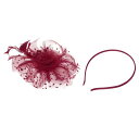 PATIKIL ファシネーターハットクリップセット ヘアバンドティーパーティーフェイスベールハットヴィンテージヘッドウェアウィメンズフェザー メッシュ 女性 ワインレッド