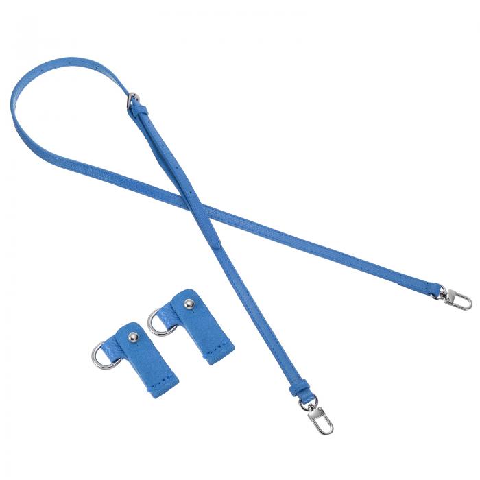 PATIKIL レザーショルダーストラップ、アジャスタブルパースストラップ交換キット クロスボディハンドバッグ シルバークラ スプ付き ミニトートバッグ用 ブ ライトブルー