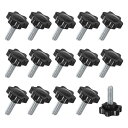 M METERXITY スタークランプノブ 15個パック 1/4-20UNC 0.79インチ (20mm) 雄ねじ手締めネジ 機械/電子機器/家具/傘ベース用 ...
