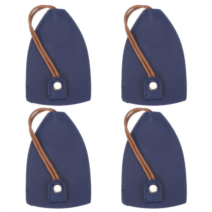PATIKIL カーキーケース 4個のPUレザーキーポーチ キーフォブホルダー カーオフィスキー用のキーチェーンバッグスリーブ ダークブルー