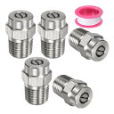 M METERXITY 表面洗浄チップ 5個パック - 40度 1/4" NPT オス 高圧洗浄機ノズル クリーナーノズル交換用 ステンレススチール シーリングテープ付き ウォーターガンに適用 (1.311mmオリフィス)