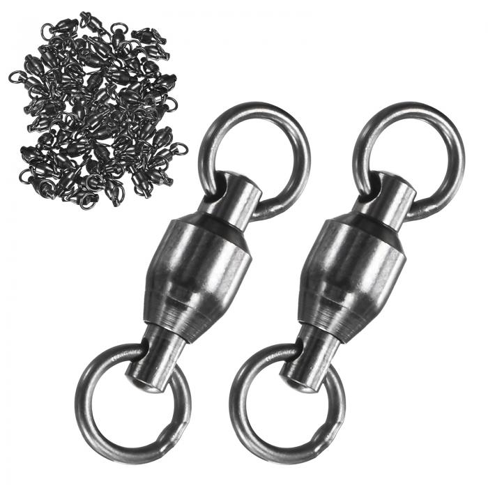 M METERXITY 50パック ボールベアリングフィッシングスワイベル 5＃0.98"（25mm）ステンレススチール製..