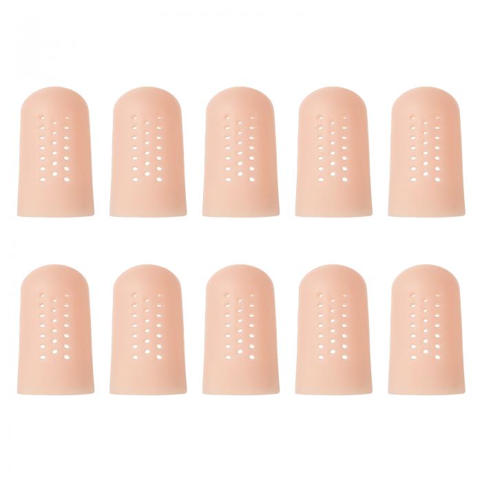 PATIKIL フィンガーカバー シリコンフィンガーチッププロテクターグローブ 通気性のあるフィンガーキャップ 乾燥した肌のフィンガー割れ目用に再利用可能 1.77x0.94 " 10個