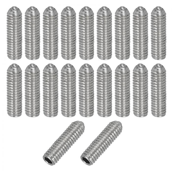 PATIKIL M3x10mm ボールポイン トセットスクリュー、20個 304ステンレス鋼六角ソケットスプリングボールポイン トグラブスクリュー、産業機械家具職場用、シルバー