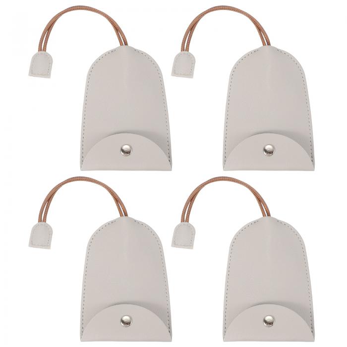 PATIKIL カーキーケース 4個のPUレザーキーポーチキーフォブホルダープルアウトキーチェーンバッグスリーブ 車用ホーム事務所キー用のバックル グレー