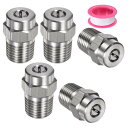 M METERXITY 表面洗浄チップ 5個パック - 25度 1/4" NPT オス 高圧洗浄機ノズル クリーナーノズル交換用 ステンレススチール シーリングテープ付き ウォーターガンに適用 (1.311mmオリフィス)