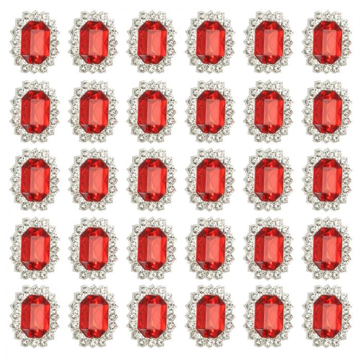 PATIKIL 30個のラインストーン装飾品、ハンドクラフト水晶ラインストーンボタン装飾シルバーベースジェムスレッドラインストーン、クラフト衣類宝石メイキング