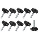 M METERXITY スタークランプノブ 10個パック M8x35mm 雄ねじ手締めネジ 機械/電子機器/家具/傘ベース用 機械ハンドル交換用 [38mm 黒...