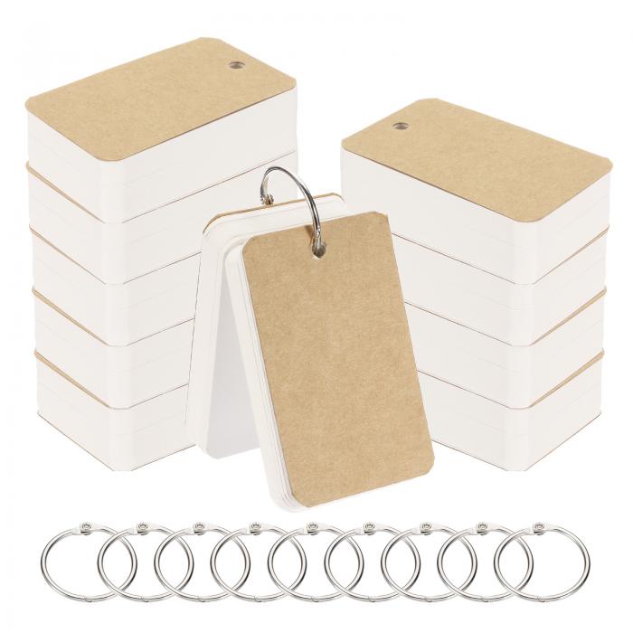 PATIKIL 1000枚の空白のインデックスフラッシュ学習ノートカード、3.5x2インチのノートカード、100枚入りの白い空白のインデックスカード、学習、記憶、学習用、ダークブ ラウン